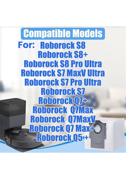 Roborock Q5 Q5+ Q7 Q7+ Q7 Max Q7 Max+ Q8 Max+ S7 Maxv Ultra S8+ S8 Pro Ultra Robot Süpürge Parçaları Için Toz Torbaları (Yurt Dışından) fiyatları