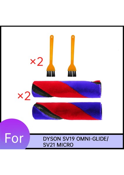 Dyson SV19 OMNI-GLIDE/SV21 Mıcro Elektrikli Süpürge Için 2 Adet Ana Fırça Çift Silindir Fırça Yumuşak Kadife Silindir Fırça (Yurt Dışından)
