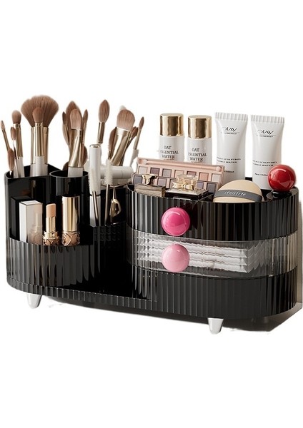 Bölmeli Kozmetik Saklama Kutusu, Dönen Kalem Tutucu, Büyük Boy Cilt Bakım Ürünleri, Ruj Masaüstü Makyaj Kutusu (Yurt Dışından)