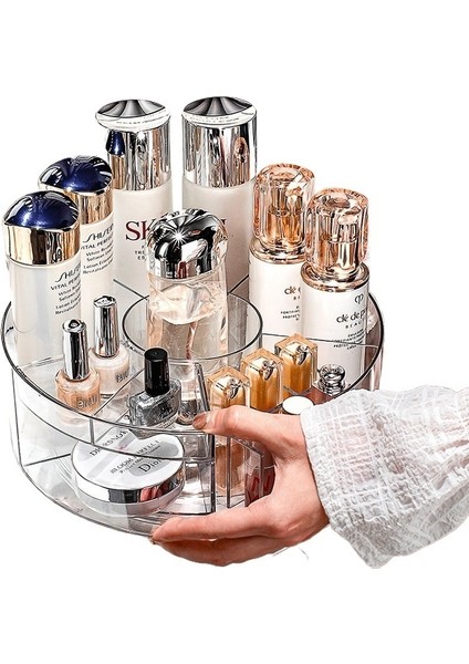Hafif Lüks Kozmetik Saklama Kutusu Masaüstü Döner Cilt Bakım Ürünleri Rafı Tuvalet Masası Saklama Kutusu Plastik Saklama Kutusu (Yurt Dışından)