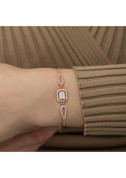 925 Ayar Gümüş Rose Dikdörtgen Baget Bileklik T5240 (599599) fiyatları