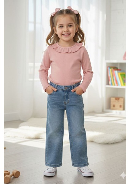 Taşlı Kız Çocuk Kot pantolon - Mavi modelleri