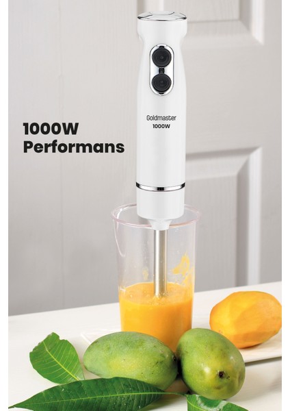 1000W Paslanmaz Çelik Turbo El Blender, Hız Ayarlı, Dayanıklı ve Şık Tasarım