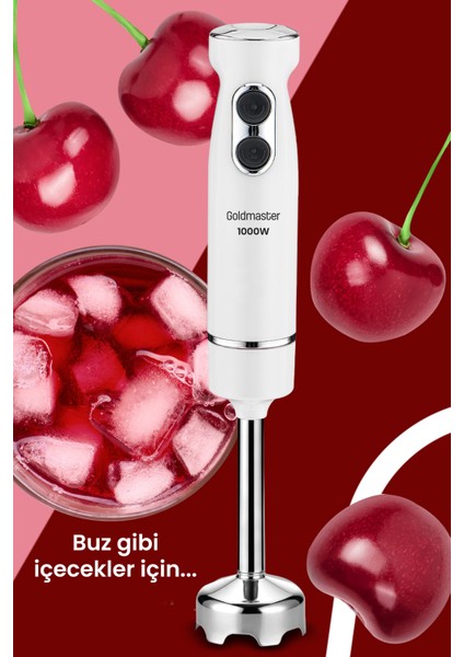 1000W Paslanmaz Çelik Turbo El Blender, Hız Ayarlı, Dayanıklı ve Şık Tasarım