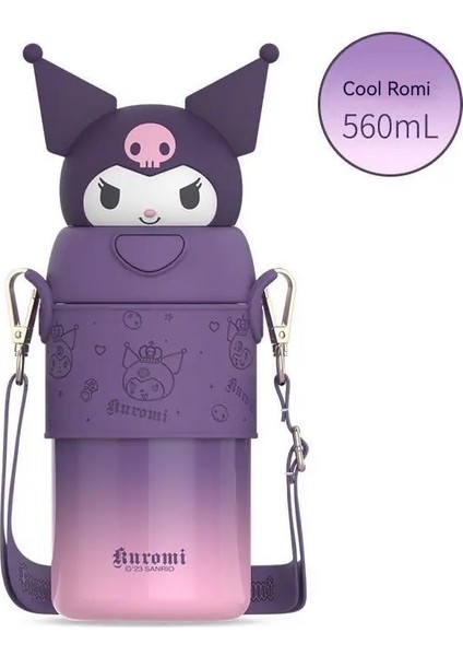 Karikatür Çocuk Su Isıtıcısı Paslanmaz Çelik Termos Bardak Kuromi Çocuk Ilkokul Öğrencisi Kız Su Bardağı Pipetli (Yurt Dışından)