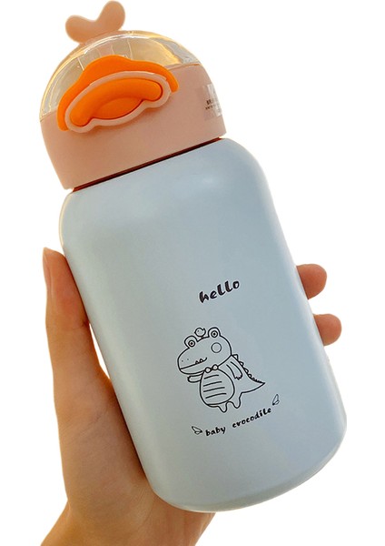 Sevimli Karikatür Küçük Sarı Ördek Pop Up Kapaklı Su Isıtıcısı, Pipetli Çocuk Termos Bardak, Paslanmaz Çelik Malzeme (Yurt Dışından)