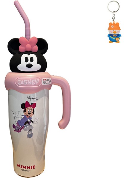 Çilek Ayı Mickey Pipetli Bardak Büyük Kapasiteli Taşınabilir Buz Kupası Öğrenci Termos Bardak (Yurt Dışından)