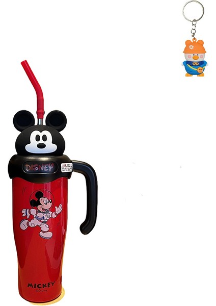 Çilek Ayı Mickey Pipetli Bardak Büyük Kapasiteli Taşınabilir Buz Kupası Öğrenci Termos Bardak (Yurt Dışından)
