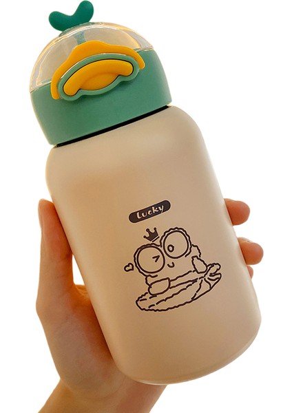 Sevimli Karikatür Küçük Sarı Ördek Pop Up Kapaklı Su Isıtıcısı, Pipetli Çocuk Termos Bardak, Paslanmaz Çelik Malzeme (Yurt Dışından)