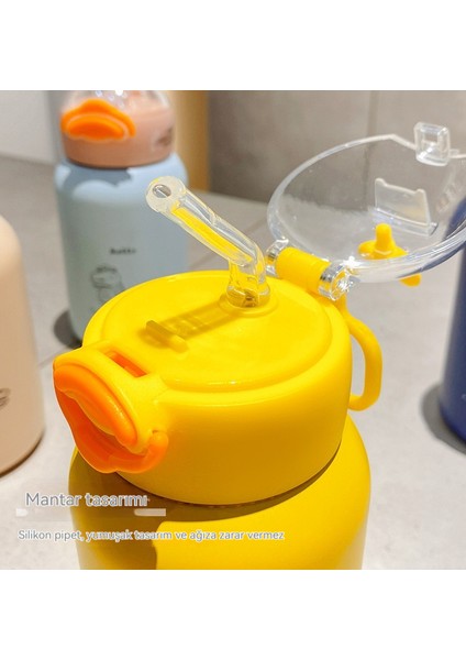 Sevimli Karikatür Küçük Sarı Ördek Pop Up Kapaklı Su Isıtıcısı, Pipetli Çocuk Termos Bardak, Paslanmaz Çelik Malzeme (Yurt Dışından) fiyatları