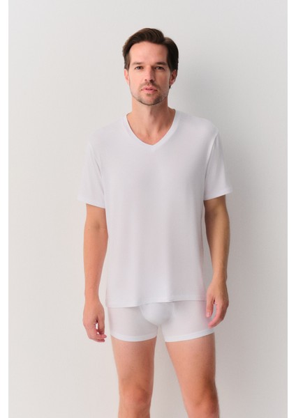 Erkek Modal V Yaka T-Shirt modelleri