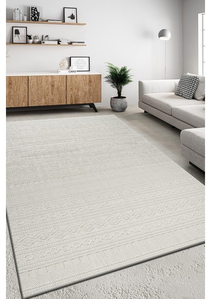 Modern Geometrik Tasarımlı Jüt Dokuma Loop Sisal Krem Renk Halı indirimleri