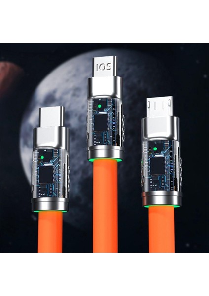 3 Şarj Aleti 1 Arada Çinko Alaşım Hızlı Şarj Kablosu Turuncu (4989) modelleri