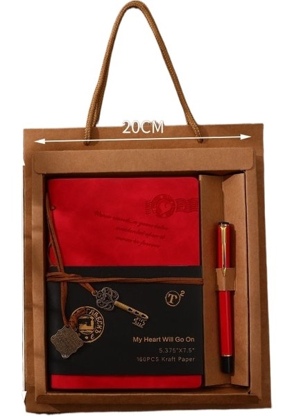 B6 Sığır Derisi Kalınlaşmış Retro Defter Günlüğü Öğrenci Yazma Kitabı Hediye Kutusu Seti (Yurt Dışından)