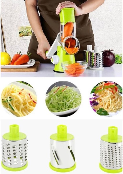 Dönen Sebze Kesici, Çok Renkli, Kollu Dilimleme Rende, Patates ve Meyve Dilimleyici