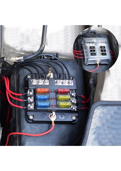 12V Sigorta Bloğu LED Uyarı Korumalı Kapaklı Sigorta Paneli-6 Devre (Yurt Dışından) fırsatları