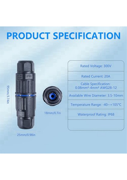 IP68 Su Geçirmez Bağlantı Kutusu Dış Mekan 2 Yollu Elektrik Kablo Konnektörü (Yurt Dışından) fırsatları