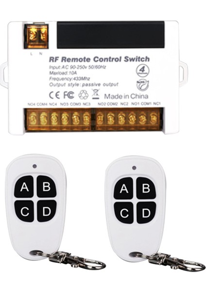 4 Kanallı Uzaktan Kumanda Anahtarı 433.92MHZ Rf AC90-250V Röle Alıcısı (Yurt Dışından)