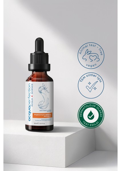 C Vitamini Aydınlatıcı ve Renk Ton Eşitleyici Bakım Serumu, Cilt Leke Karşıtı, Bariyer Onarıcı (Ascorbic Acid + Arbutin + Hyaluronic Acid) 30ML Hamilelik & Güneş Leke Karşıtı