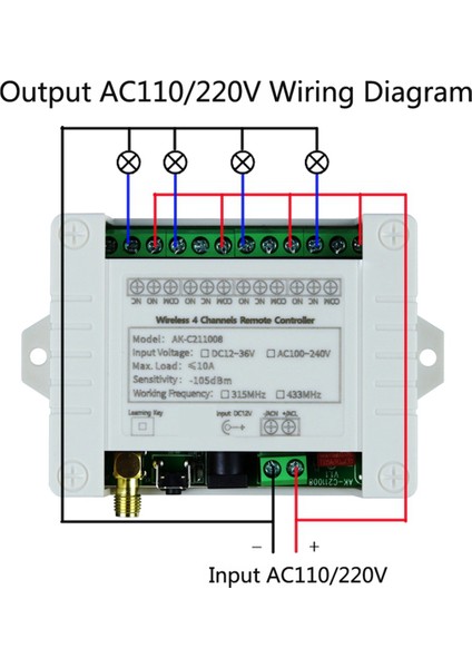 AC100-240V Kablosuz 4ch Uzaktan Kumanda LED Işık Anahtarı Rölesi (Yurt Dışından) fiyatları