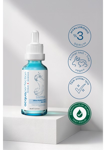 Ultra Yoğun Nemlendirme ve Dolgunlaştırıcı Etkili Serum (Ultra %3 Hyaluronic Acid ), Yenileyici Etki, Tüm Ciltlere Uygun 30 ml