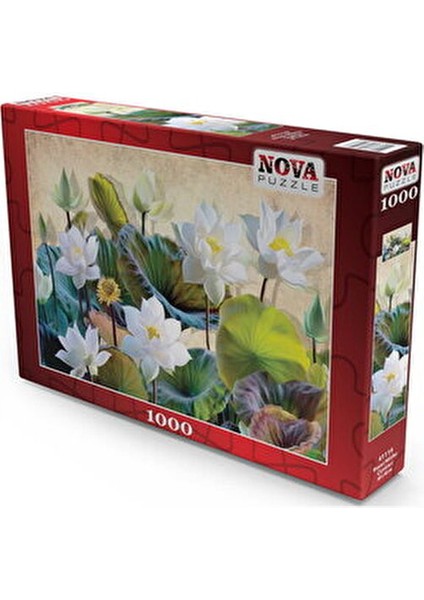 1000 Parça Çiçek Temalı Beyaz Nilüfer Karton Puzzle 68x48 cm Orta Zorluk fiyatları