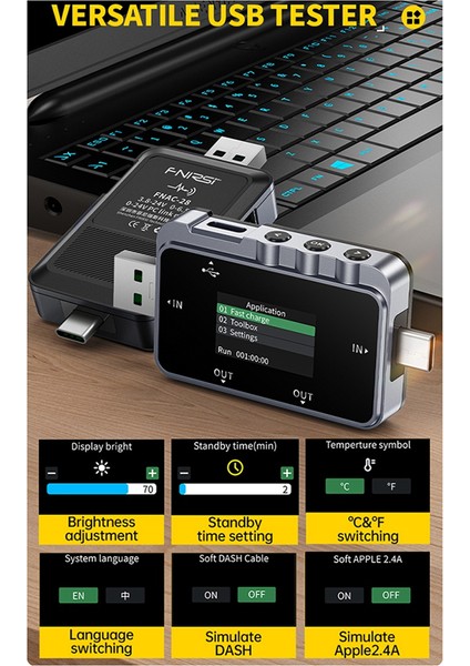 Fnırsı Fnac-28 USB Test Merkezi Tip-C Akım ve Voltaj Ölçer Hızlı Şarj Protokol Algılama Tetikleme Güç Ölçer A&#39;dan C&#39;ye (Yurt Dışından)