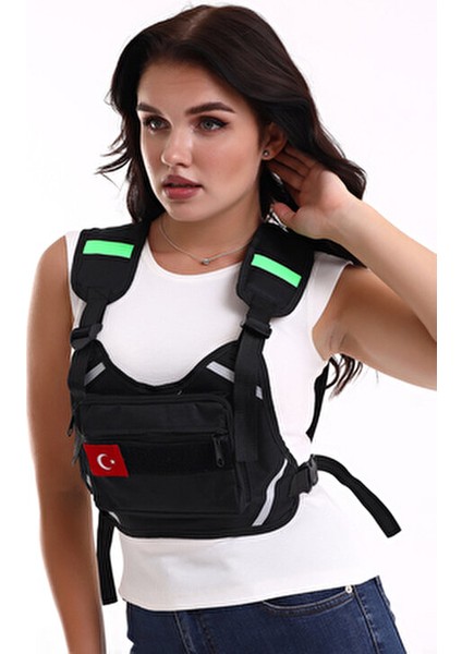 Reflektörlü Motorcu Göğüs Çantası Pratik Kullanım İçin Yeni Nesil Tasarım indirimleri