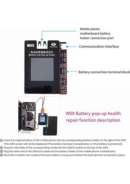 Oss Takım W09 Pro V3 Pil Life Pop-Up Test Cihazı Iphone 11 12 13 14 15PROMAX Pil Sağlık Açılır Onarımı Sıfır Sağlık Verileri (Yurt Dışından) fiyatları