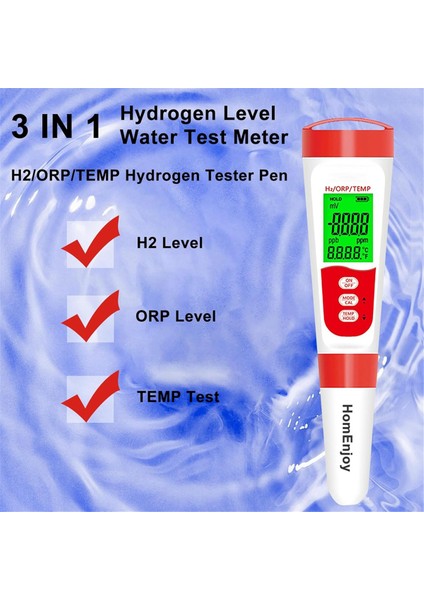 Hidrojen Su Şişesi Test Ölçer, 3&#39;ü 1 H2/orp/temp Dijital Hidrojen Seviyesi Test Menisi Günlük Içme Hidrojen Suyu (Yurt Dışından) indirimleri