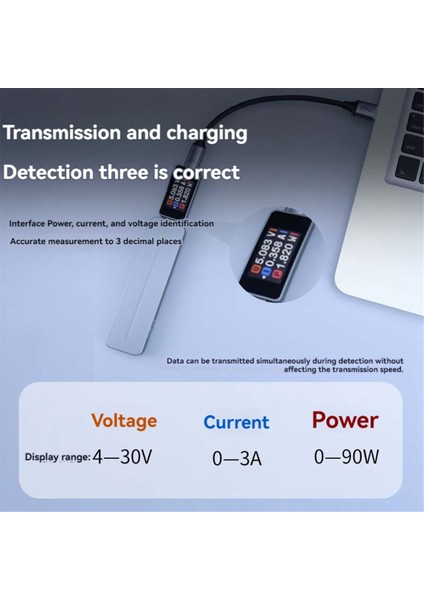Itgz 3&#39;ü 1 Arada Voltaj Akım ve Güç Test Cihazı Metre 4-30V 0-3A 0-90W Hızlı Şarj Voltmetre Test Cihazı Usb-A (Yurt Dışından) indirimleri