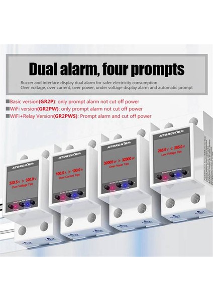 Atorch GR2PW Elektrik Ölçer Tuka Wifi Ray Güç Enerji Ölçer AC50-320V Dijital Ekran Monitör Voltaj Eğrisi Ampermetre (Yurt Dışından) fiyatları