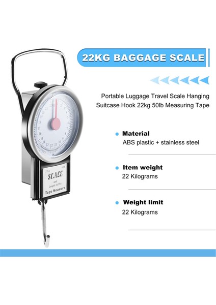 Taşınabilir Bagaj Seyahat Ölçeği Asma Bavul Kancası 22KG 50LB Ölçüm Bandı (Yurt Dışından) fırsatları