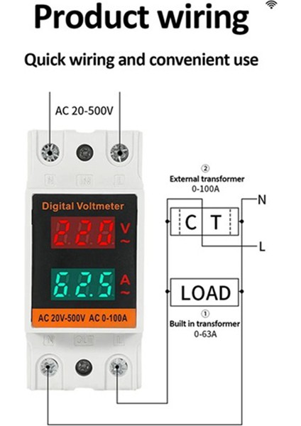 2pcs 35MM Dın Ray Dijital Voltmetre Voltaj Test Cihazı LED Ekran Ampermetre Elektrik Ölçer Ac 50-500V 100A (Yurt Dışından) indirimleri