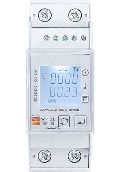 Tuya Wifi Çift Yönlü Enerji Ölçer Tek Faz 80A Kwh Güç Monitörü Wattmetre Voltmetre Ampermetre 110 240VAC (Yurt Dışından)