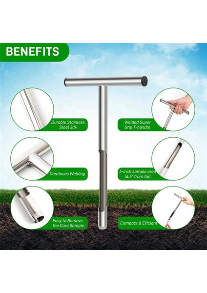 Toprak Örnek Probu, 12.2 Inç Toprak Örnekleyici, Toprak Örne Bitki Bakımı Çim Bahçe Çiftliği Için Toprak Probları, 5 Torba ve 1 Fırça (Yurt Dışından) modelleri
