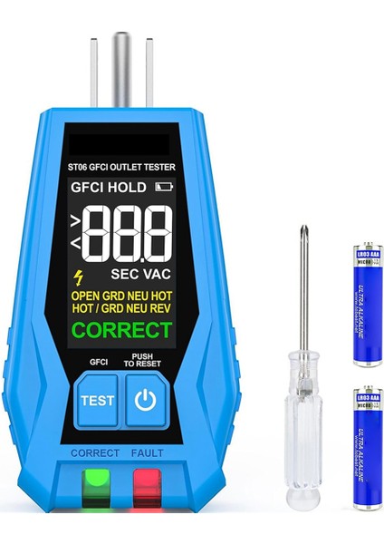 Standart 3WIRE 110-125V Ac Elektrik Çıkış Testi Abd Fişi Için Gfcı ile LCD Ekran Resim Test Cihazı ile Outlet Test Cihazı (Yurt Dışından)