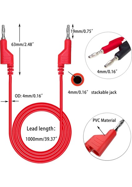 Banana Fiş Silikon Testi Kurşunları Kiti, Dişleme Problu 4mm Istiflenebilir Muz Fişi, Multimetre Için Otomotiv Test Kurşunları (Yurt Dışından) fırsatları