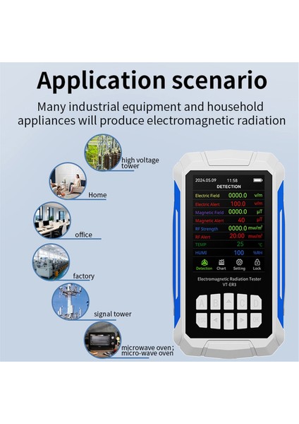 Vt-Er3 5-So -Ter-1 Elektromanyetik Radyasyon Dedektörü Rf ve Sıcaklık ve Nem Ölçümü ile Elektrik Alan Testi Beyaz (Yurt Dışından)