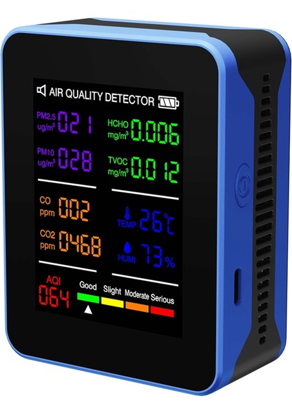 Çok Fonksiyonlu Hava Kalitesi Ölçer Kapalı Hcho Tvoc Karbon Monoksit Co2 Pm2.5 PM10 Sıcaklık ve Nem Dedektörü B (Yurt Dışından)