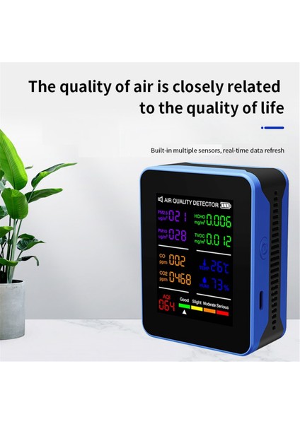 Çok Fonksiyonlu Hava Kalitesi Ölçer Kapalı Hcho Tvoc Karbon Monoksit Co2 Pm2.5 PM10 Sıcaklık ve Nem Dedektörü B (Yurt Dışından) fiyatları
