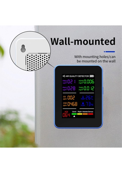 Çok Fonksiyonlu Hava Kalitesi Ölçer Kapalı Hcho Tvoc Karbon Monoksit Co2 Pm2.5 PM10 Sıcaklık ve Nem Dedektörü B (Yurt Dışından) modelleri