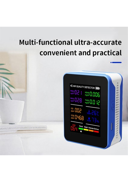 Çok Fonksiyonlu Hava Kalitesi Ölçer Kapalı Hcho Tvoc Karbon Monoksit Co2 Pm2.5 PM10 Sıcaklık ve Nem Dedektörü B (Yurt Dışından) indirimleri