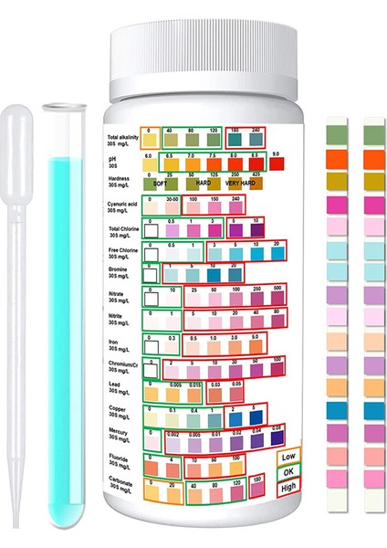 16 Içme Suyu Için 1 Su Testi Kiti- Ev Su Testi Kiti, Su Kalitesi Ölçüm Kitleri (100 Adet Test Şeritleri) (Yurt Dışından)