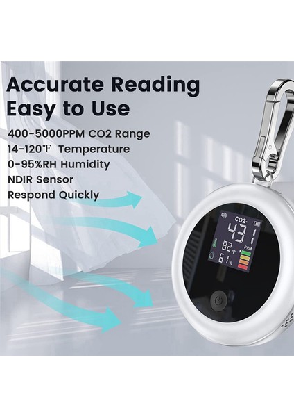 Alarmlı Co2 Monitör Metre Sensörü Iç Mekan, 400-5000 Ppm-Ndır Co2 Test Cihazı (Beyaz) ile Hava Kalitesi Karbon Dioksit Monitörü (Yurt Dışından) fiyatları