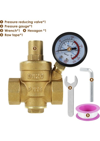 3/4inch DN20 Pirinç Su Basınç Regülatörü Valf Su Basınç Redüktör Regülatörü Ayarlanabilir Rahatlama Valfi Göstergesi (Yurt Dışından) fırsatları