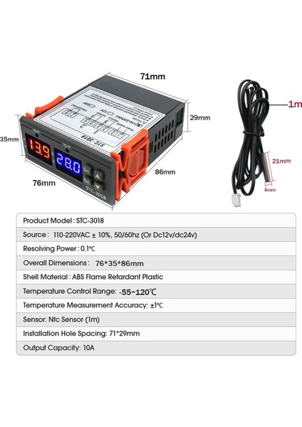 STC-3018 Çift Dijital Sıcaklık Denetleyicisi Iki Röle Çıkışı Termoregülatör Termostat Isıtıcı Soğutucu 12V (Yurt Dışından) modelleri
