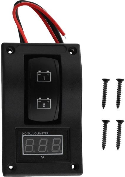 12-24V LED Çift Pil Test Paneli Rocker Switch Otomobil Kamyonu Deniz Teknesi Voltmetre 4p Açma (Yurt Dışından)