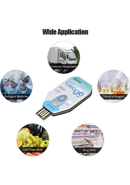 USB Sıcaklık Veri Logger 60 Gün Su Geçirmez Pdf Tek Kullanımlık Soğuk Zincir Sıcaklık Kaydedici Tıp Için 10000 Puan (Yurt Dışından) modelleri