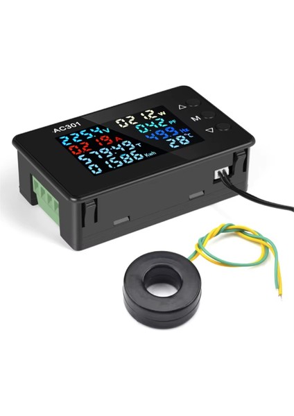 AC301 Dijital Voltmetre Ammetre Voltaj Frekansı Elektrik Ölçer Paneli Sıcaklık Güç Test Cihazı AC50-300V 100A Kapalı (Yurt Dışından)